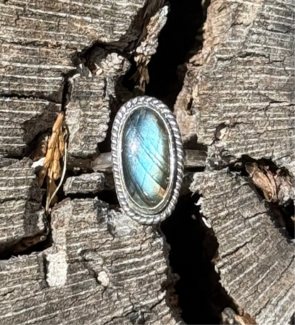 Oval Labradorite Ring | Size 6.5
