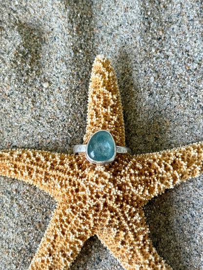 Dainty Mermaid Ring | Green Apatite Stacker Ring