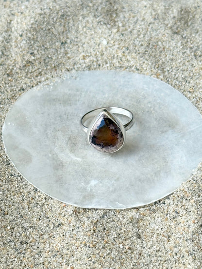 Teardrop Mexican Fire Opal Ring | Size 7.5ish