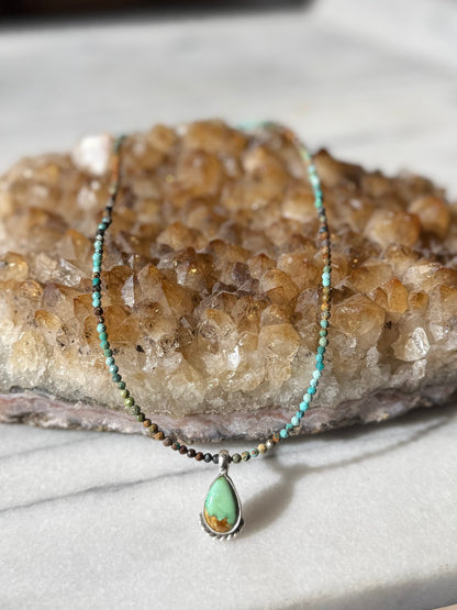 Sonoran Gold Teardrop Turquoise Beaded Necklace