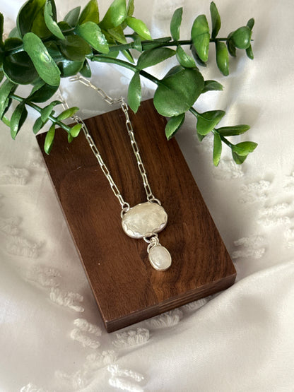 2 Stone Rainbow Moonstone Necklace