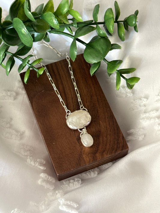 2 Stone Rainbow Moonstone Necklace