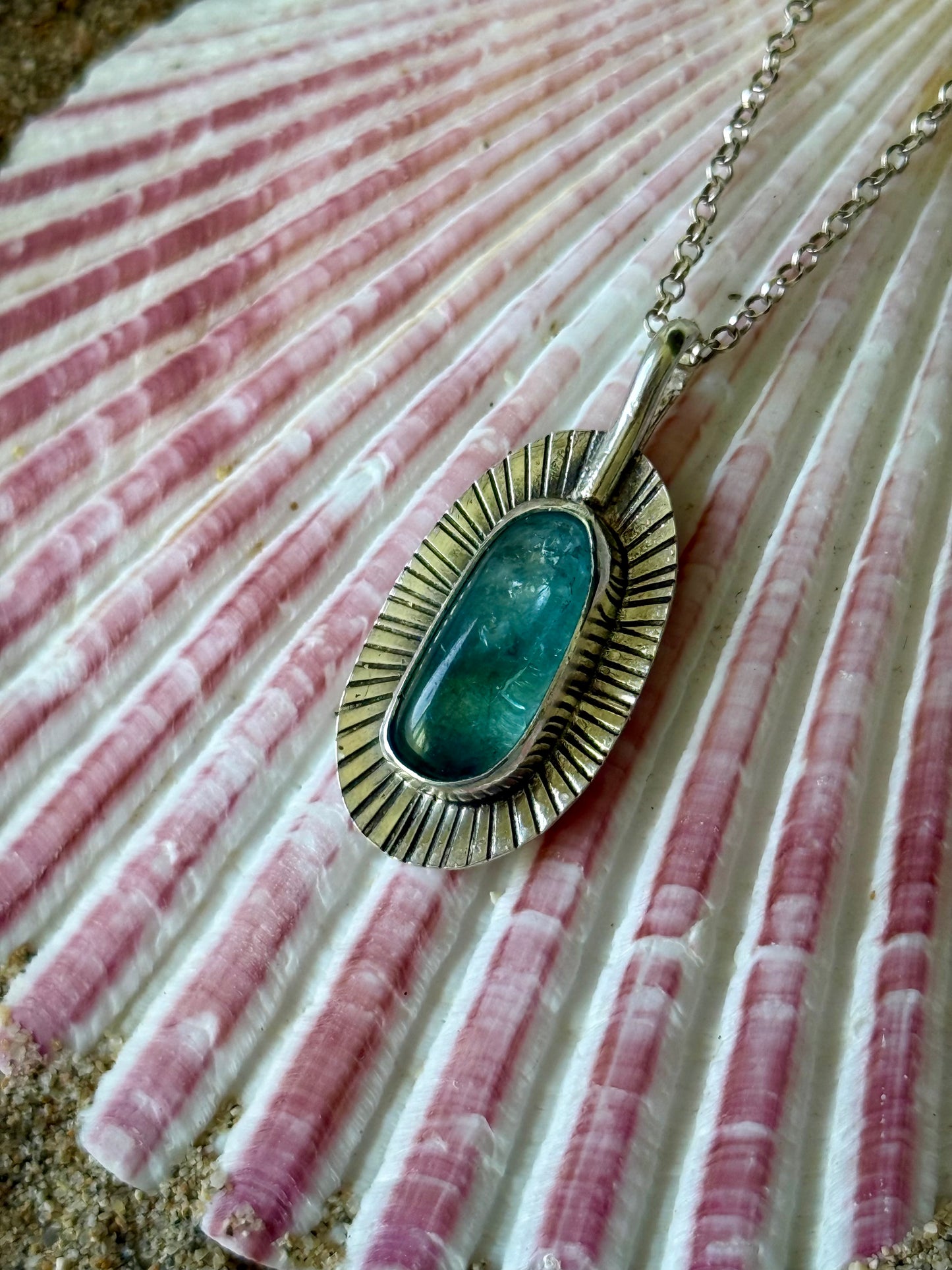 Mermaid 'Limpet Shell' Necklace | Green Apatite Pendant Necklace