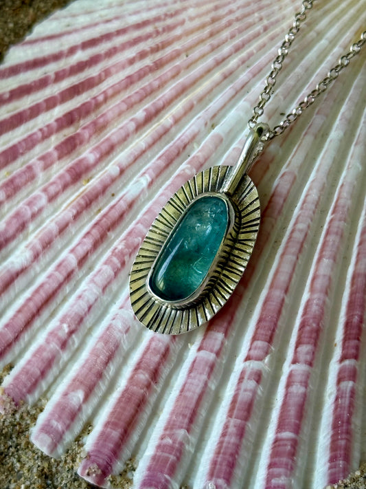 Mermaid 'Limpet Shell' Necklace | Green Apatite Pendant Necklace