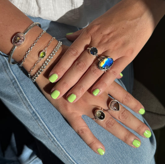 Split Band Labradorite Ring | Size 7.5