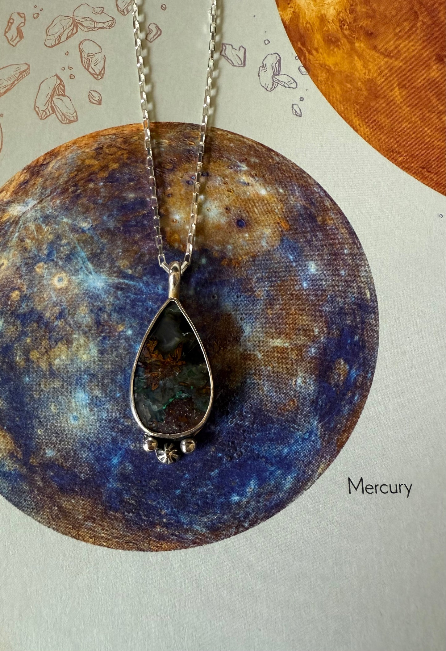 Mercury Necklace | Celestial Jewelry | Handmade Sterling Silver Pendant | Communication & Clarity Jewelry | Spiritual Gift