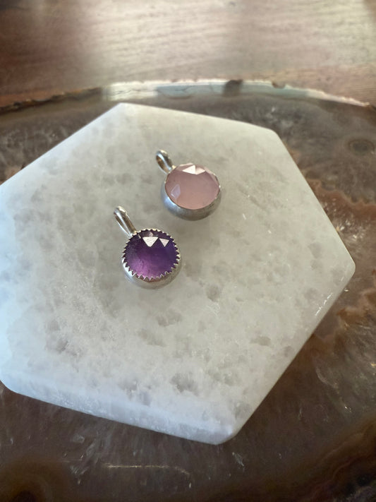 Amethyst or Rose Quartz Pendant