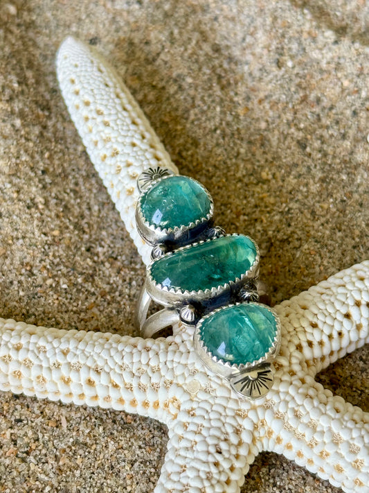 3 Stone Mermaid Ring | Size 7.5