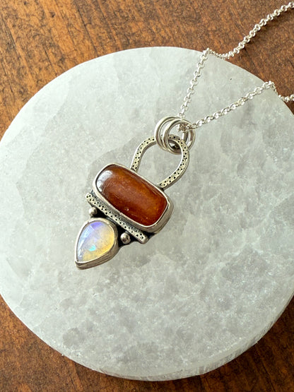 Orange Kyanite & Ethiopian Opal Necklace