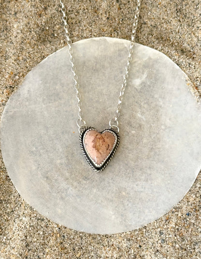 Mexican Fire Opal Heart Necklace