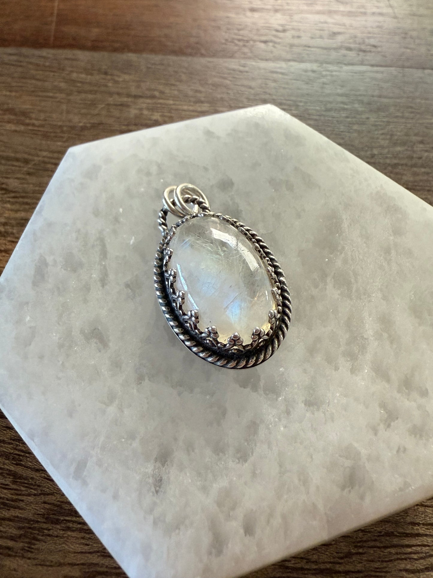 Oval Rainbow Moonstone Pendant