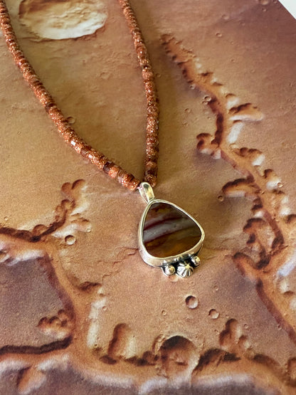 Mars Necklace | Strength & Courage Jewelry | Handmade Mescalero Jasper Sterling Silver Pendant | Warrior Energy Jewelry | Spiritual Gift