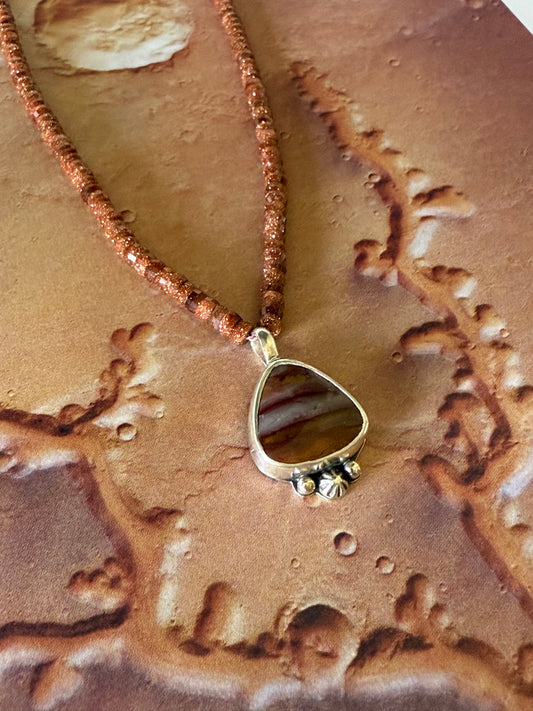 Mars Necklace | Strength & Courage Jewelry | Handmade Mescalero Jasper Sterling Silver Pendant | Warrior Energy Jewelry | Spiritual Gift