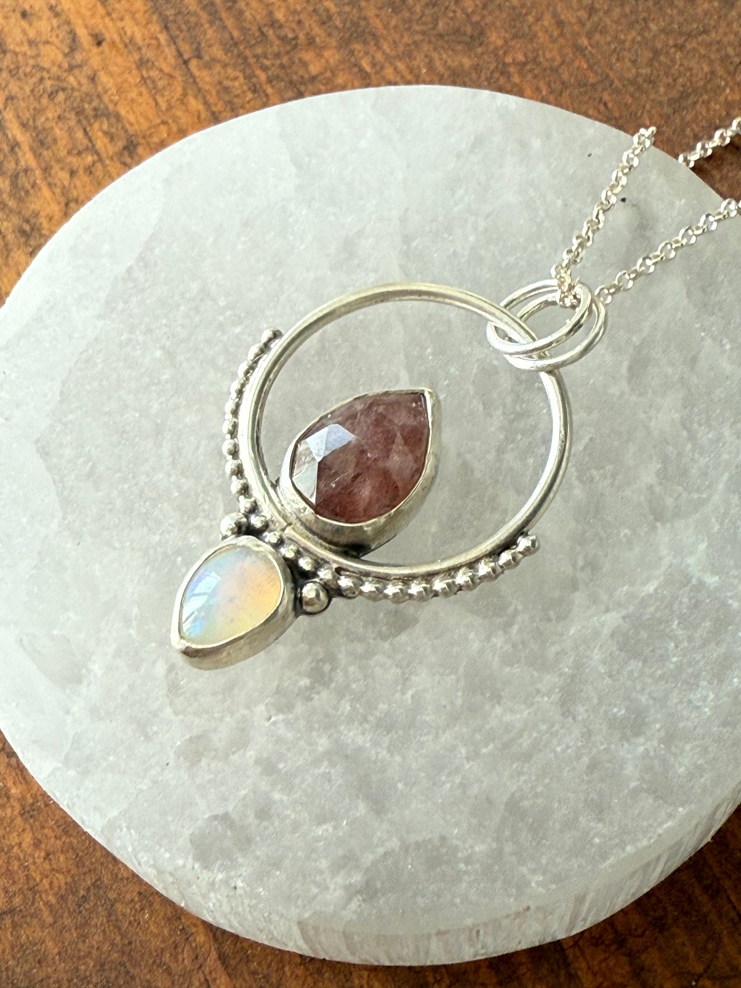 Strawberry Quartz & Ethiopian Opal Necklace