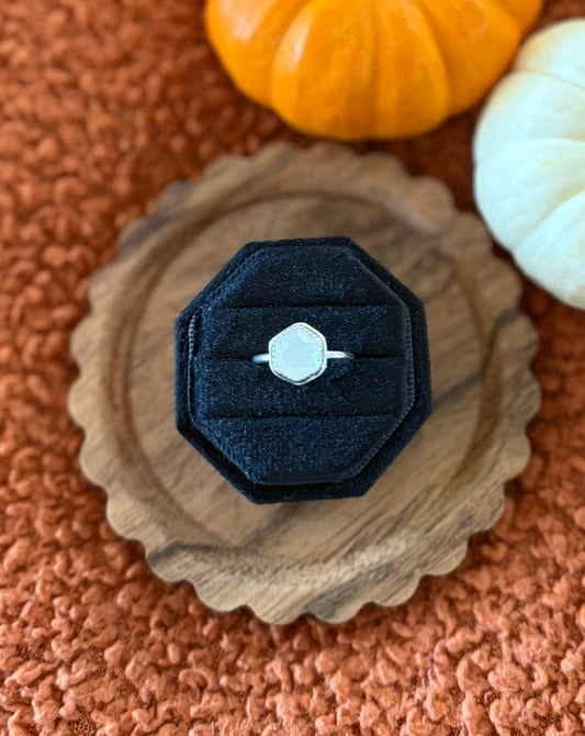 Moonstone "cobweb" Stacker Ring