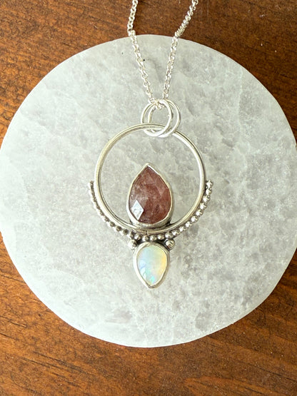 Strawberry Quartz & Ethiopian Opal Necklace