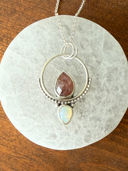 Strawberry Quartz & Ethiopian Opal Necklace