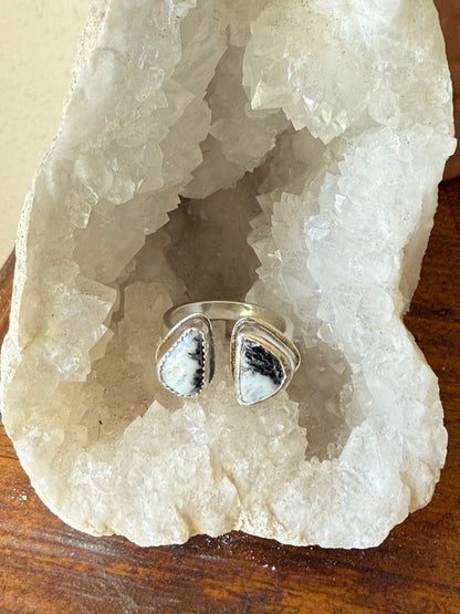 White Buffalo Turquoise Adjustable Ring