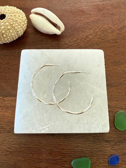 Sterling Silver Wavy Hoop Earrings