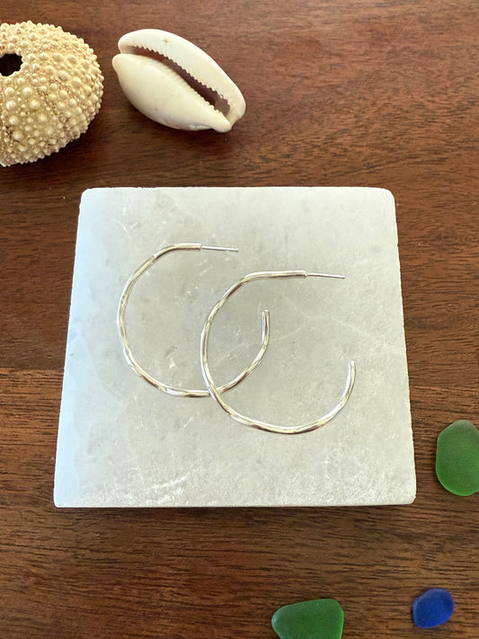 Sterling Silver Wavy Hoop Earrings