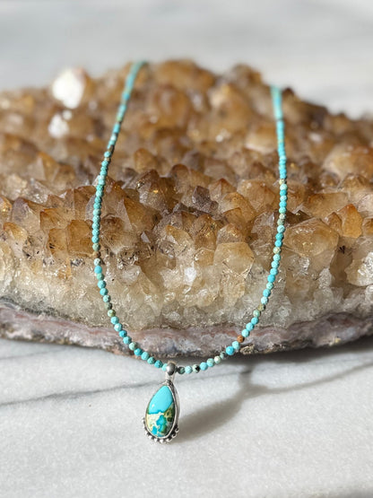 Sonoran Gold Teardrop Turquoise Beaded Necklace