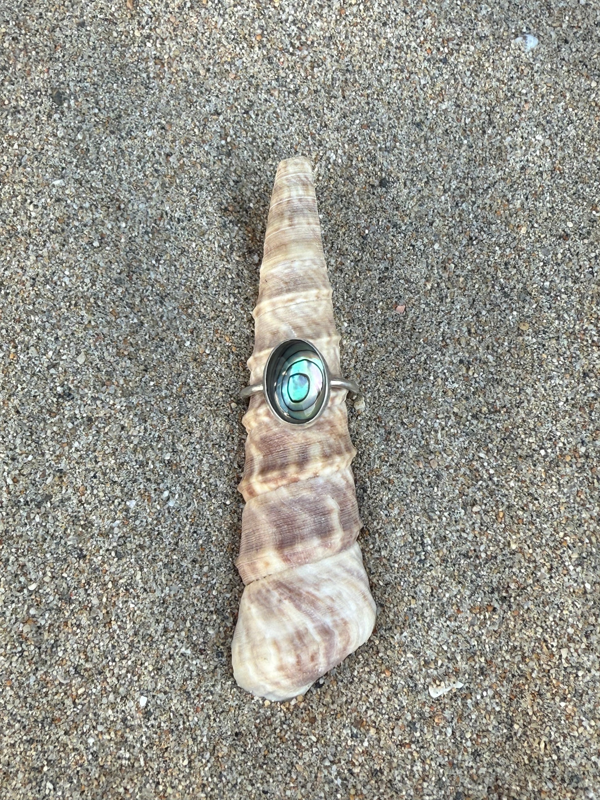 abalone shell sterling silver ring