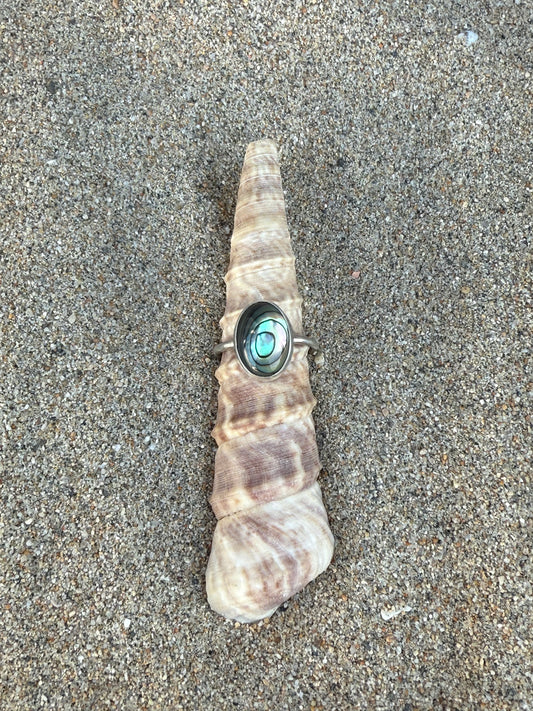 abalone shell sterling silver ring