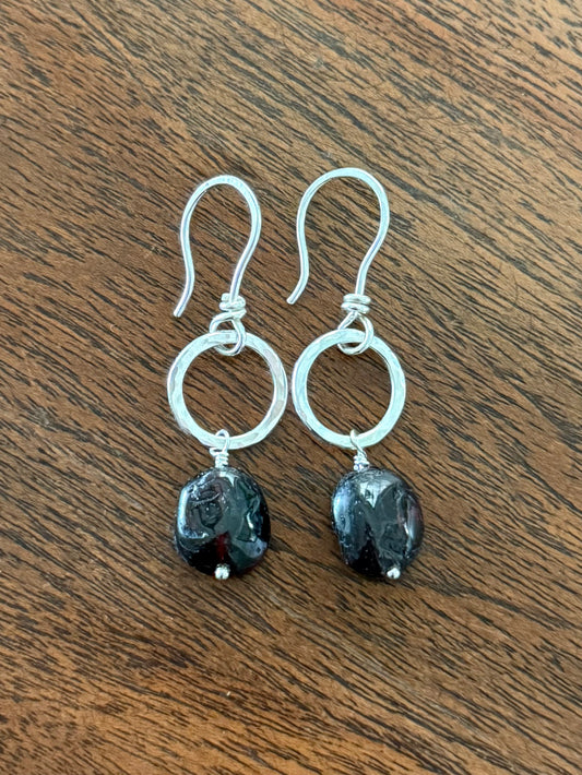 Sterling Silver Garnet Dangle Earrings