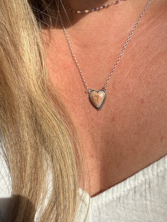 Mexican Fire Opal Heart Necklace