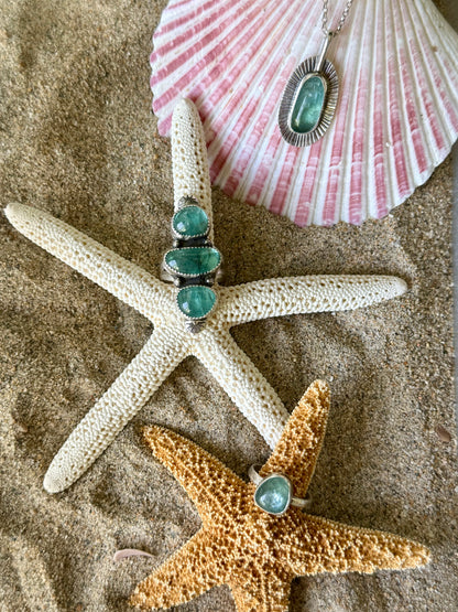 Dainty Mermaid Ring | Green Apatite Stacker Ring