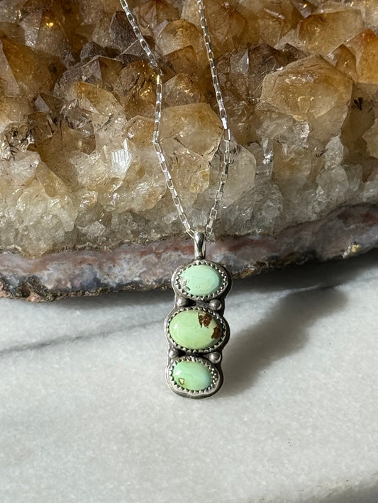 3 Stone 'mint' colored Turquoise Necklace