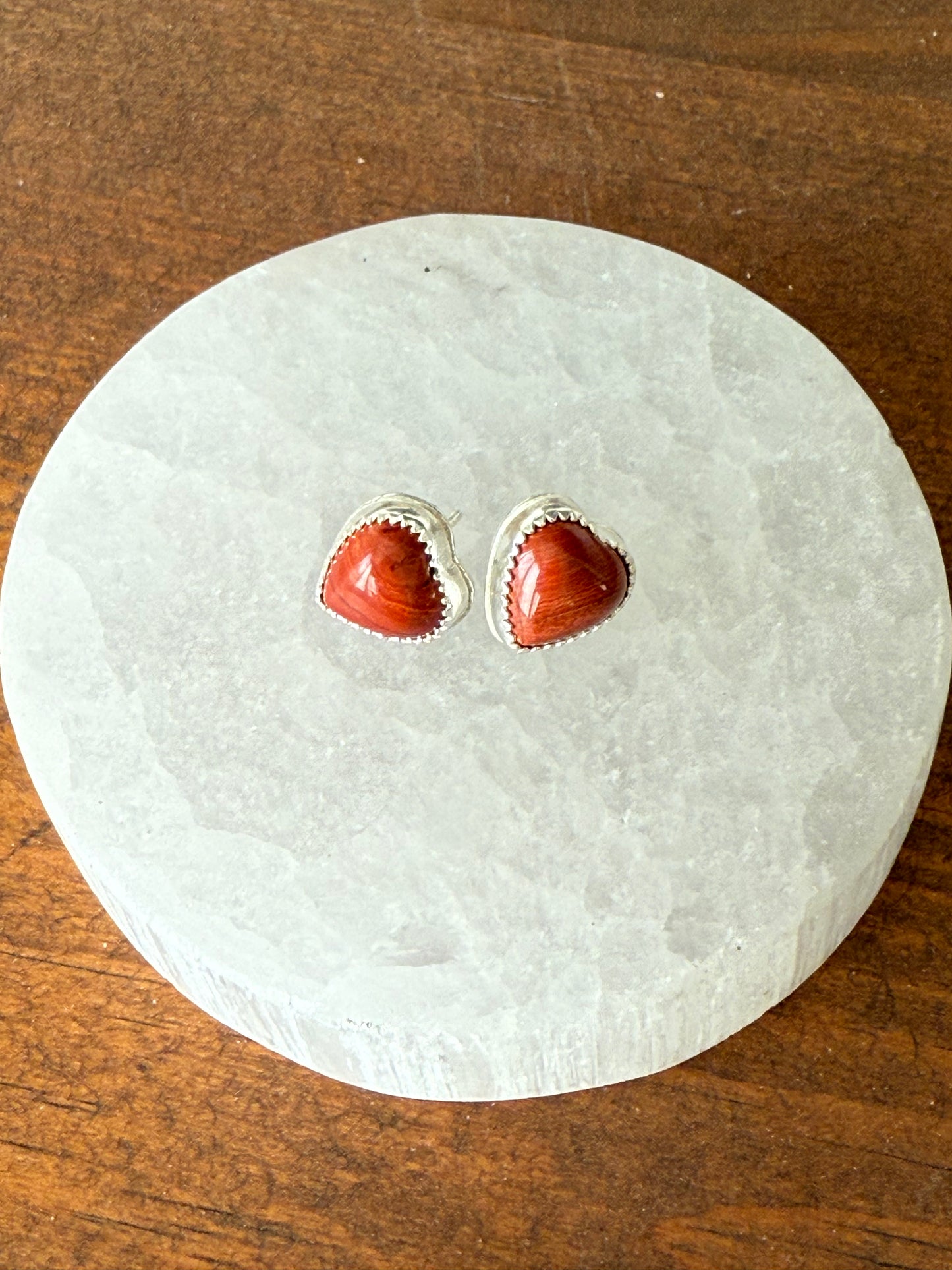 Red River Jasper Heart Stud Earrings