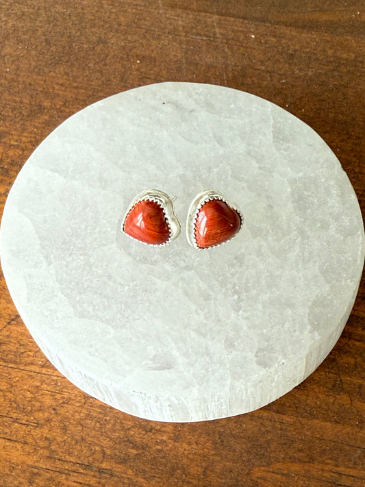 Red River Jasper Heart Stud Earrings
