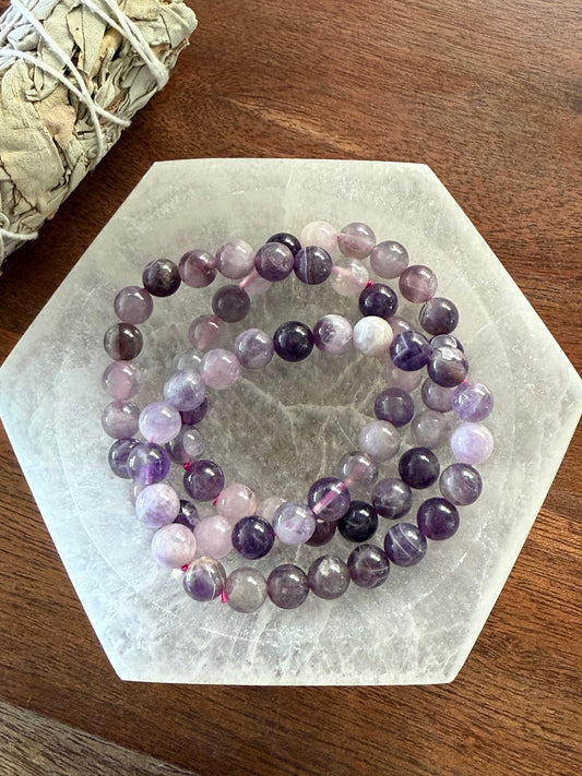 Chevron Amethyst Bead Bracelet
