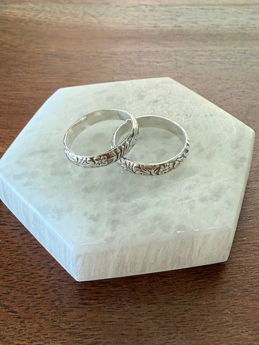 Sterling Silver Floral Band