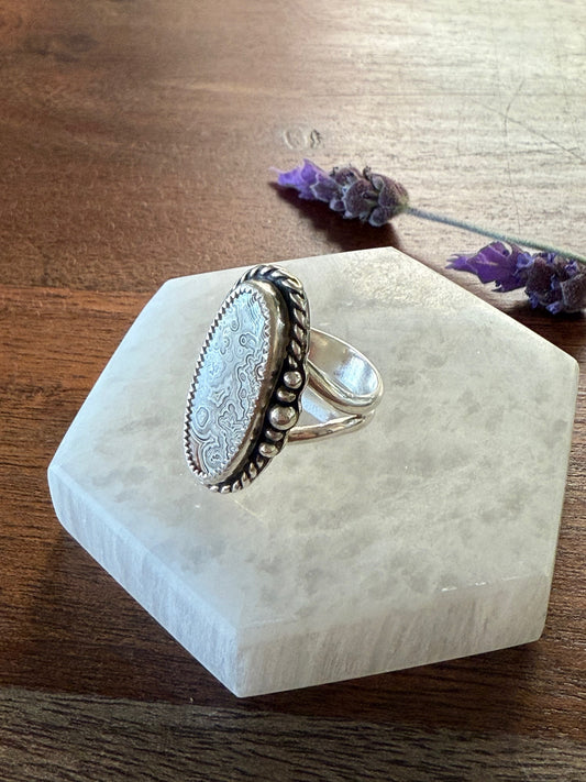Crazy Lace Agate Ring | Size 8