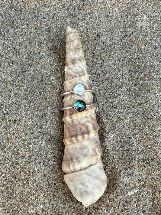 Abalone or Mother of Pearl Stacker Ring