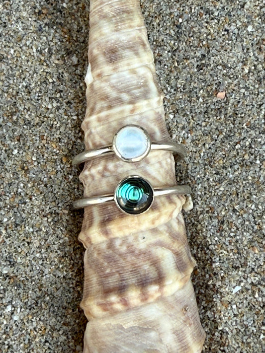 Abalone or Mother of Pearl Stacker Ring