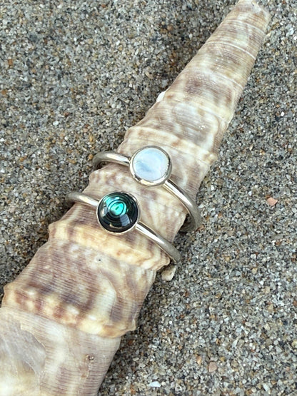 Abalone or Mother of Pearl Stacker Ring